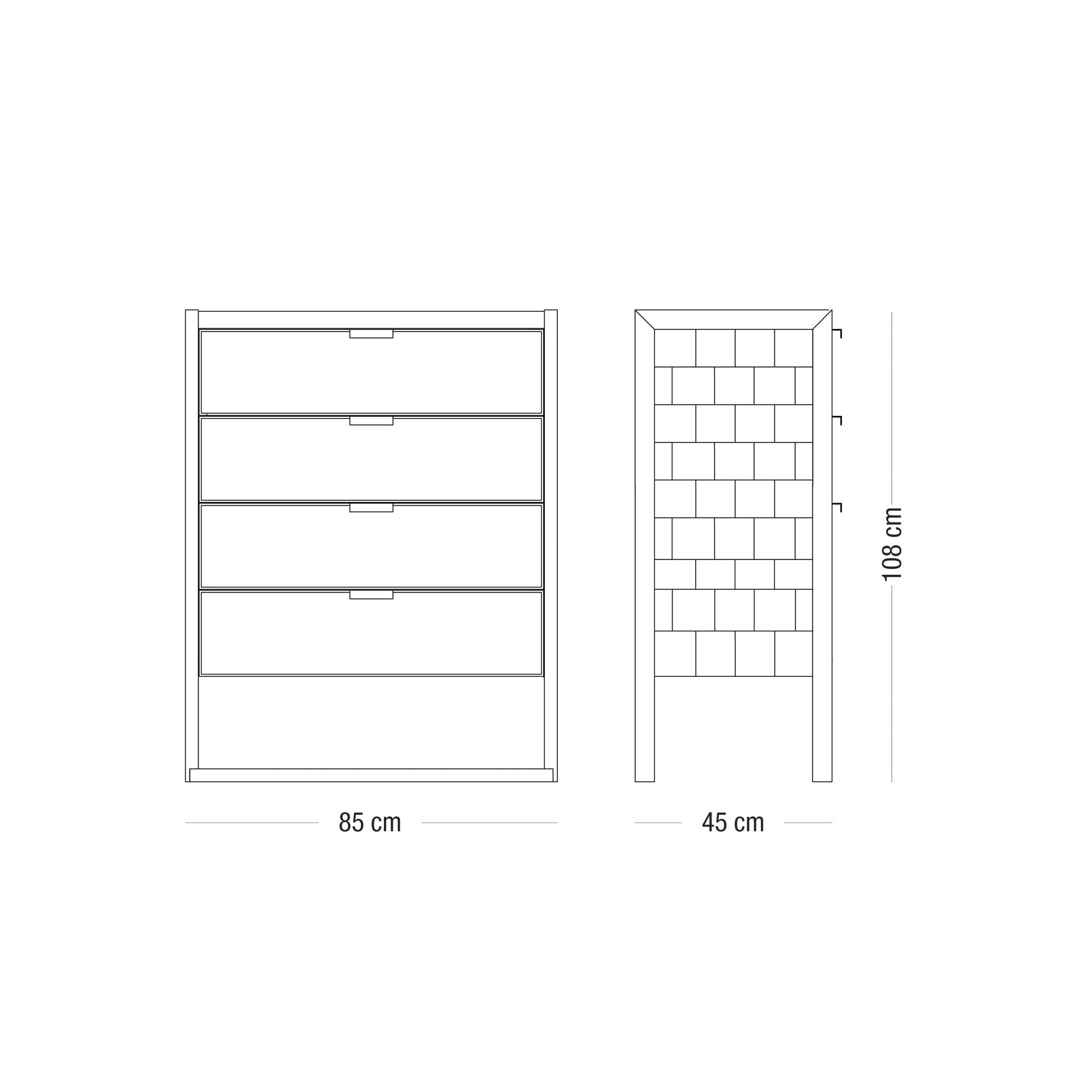 Comoda Alta Bs As - 4 Cajones - Talleres Sustentables