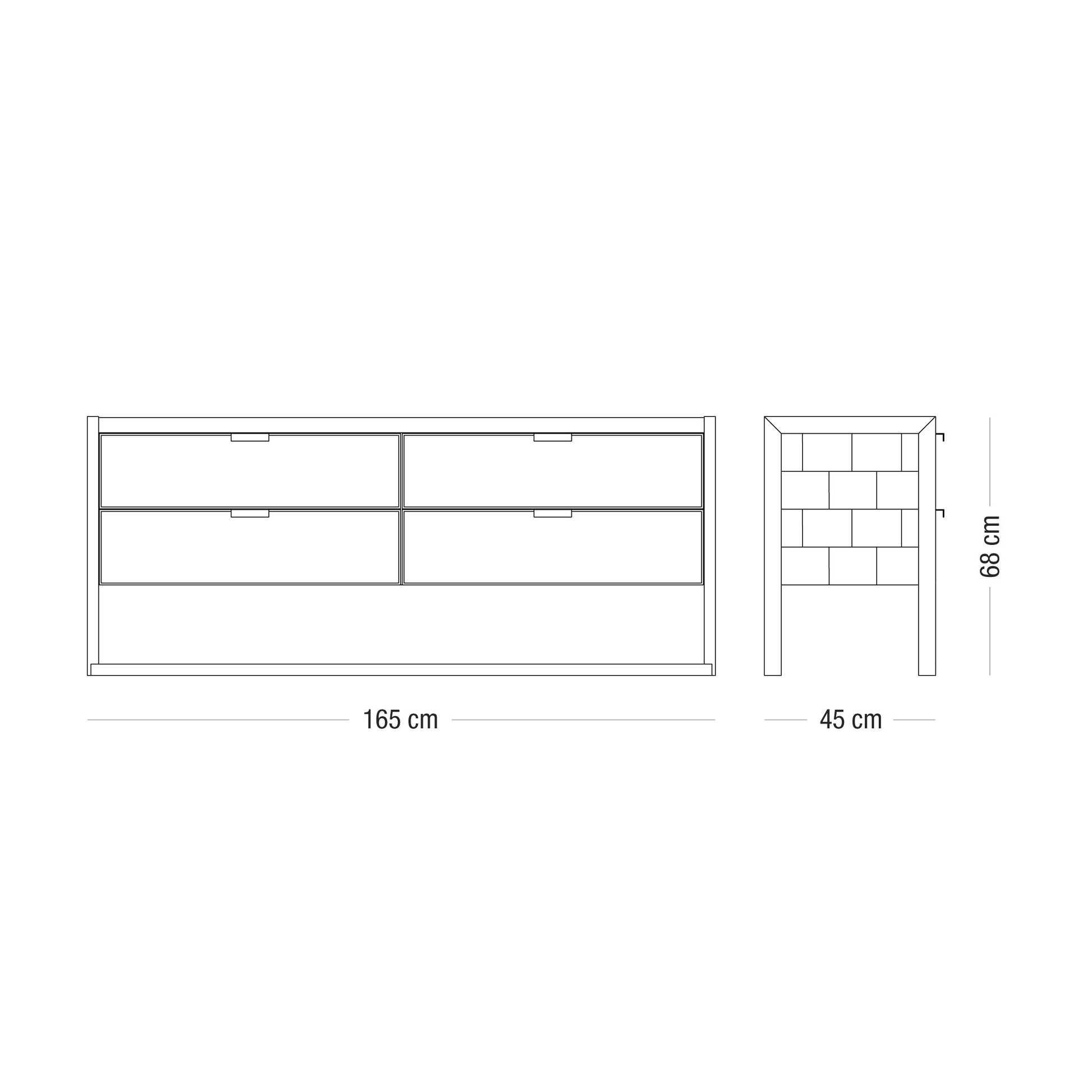 Comoda Baja Bs As - 4 Cajones - Talleres Sustentables